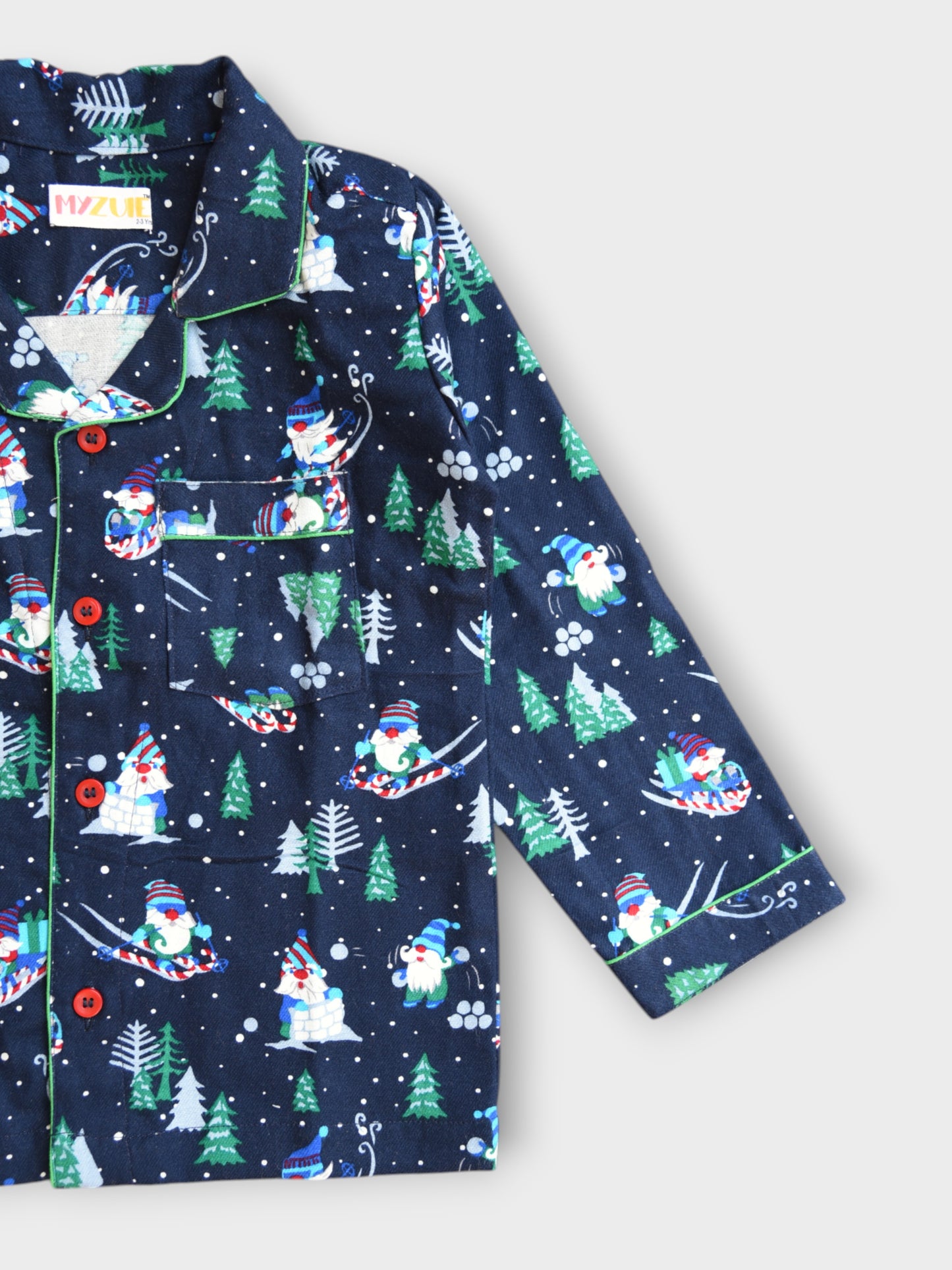 Kids Blue Santa Flannel Nightsuit