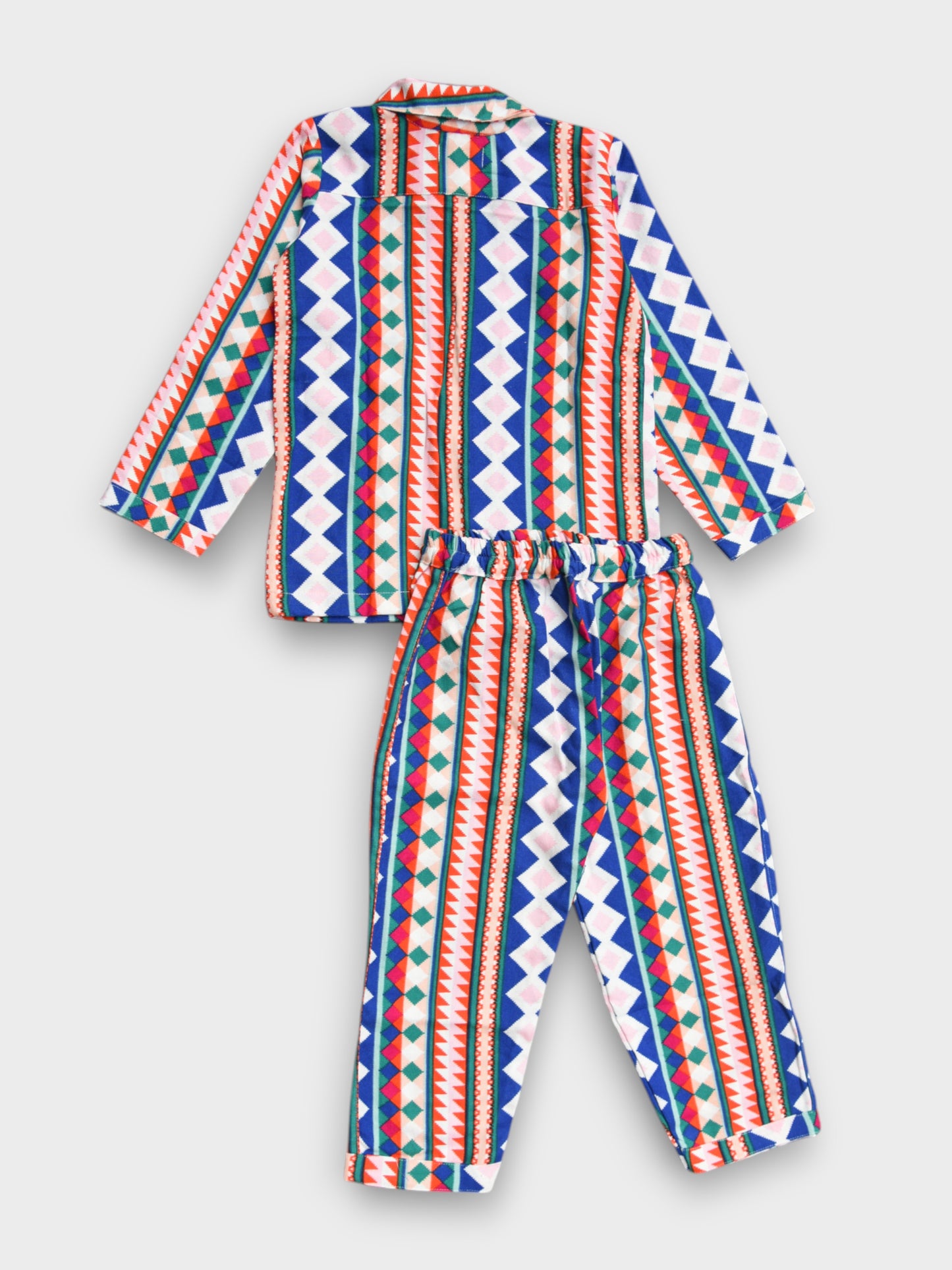 Kids Multicolour Abstract Flannel Night Suit