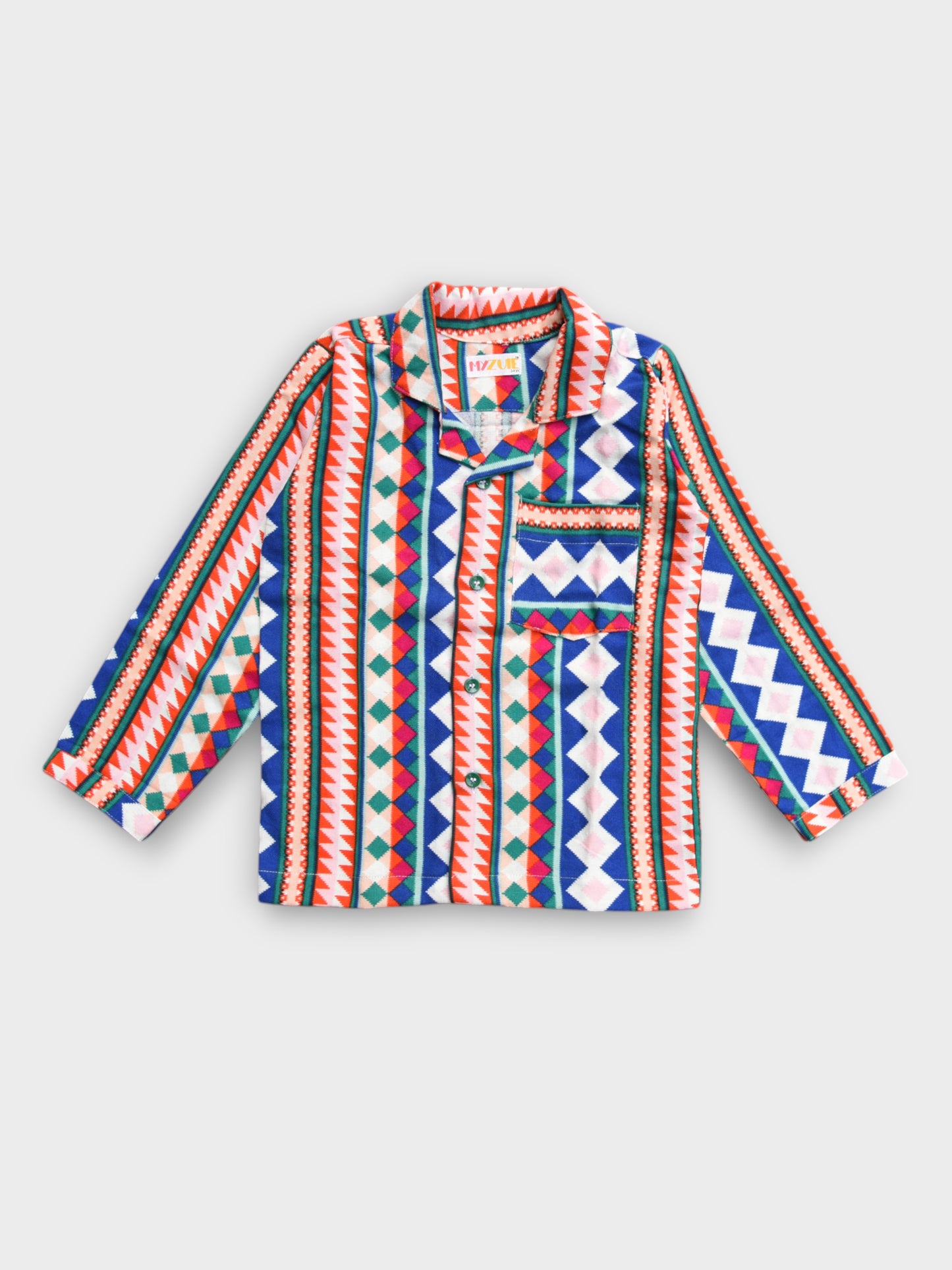 Kids Multicolour Abstract Flannel Night Suit