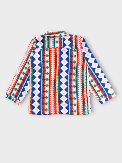 Kids Multicolour Abstract Flannel Night Suit