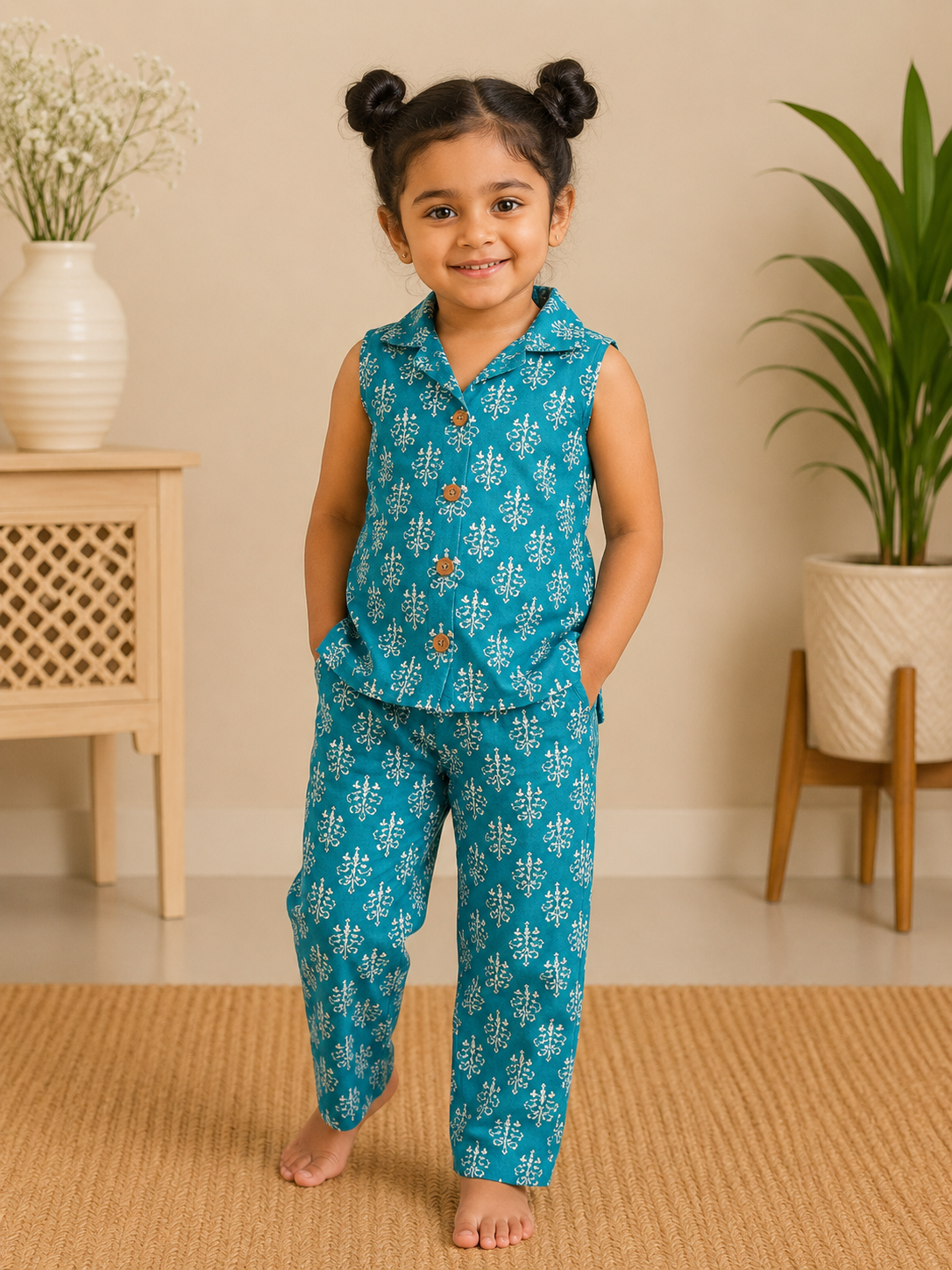 Girls Teal Jacket Pants Set