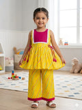 Girls Yellow Leheriya Co-ord Set