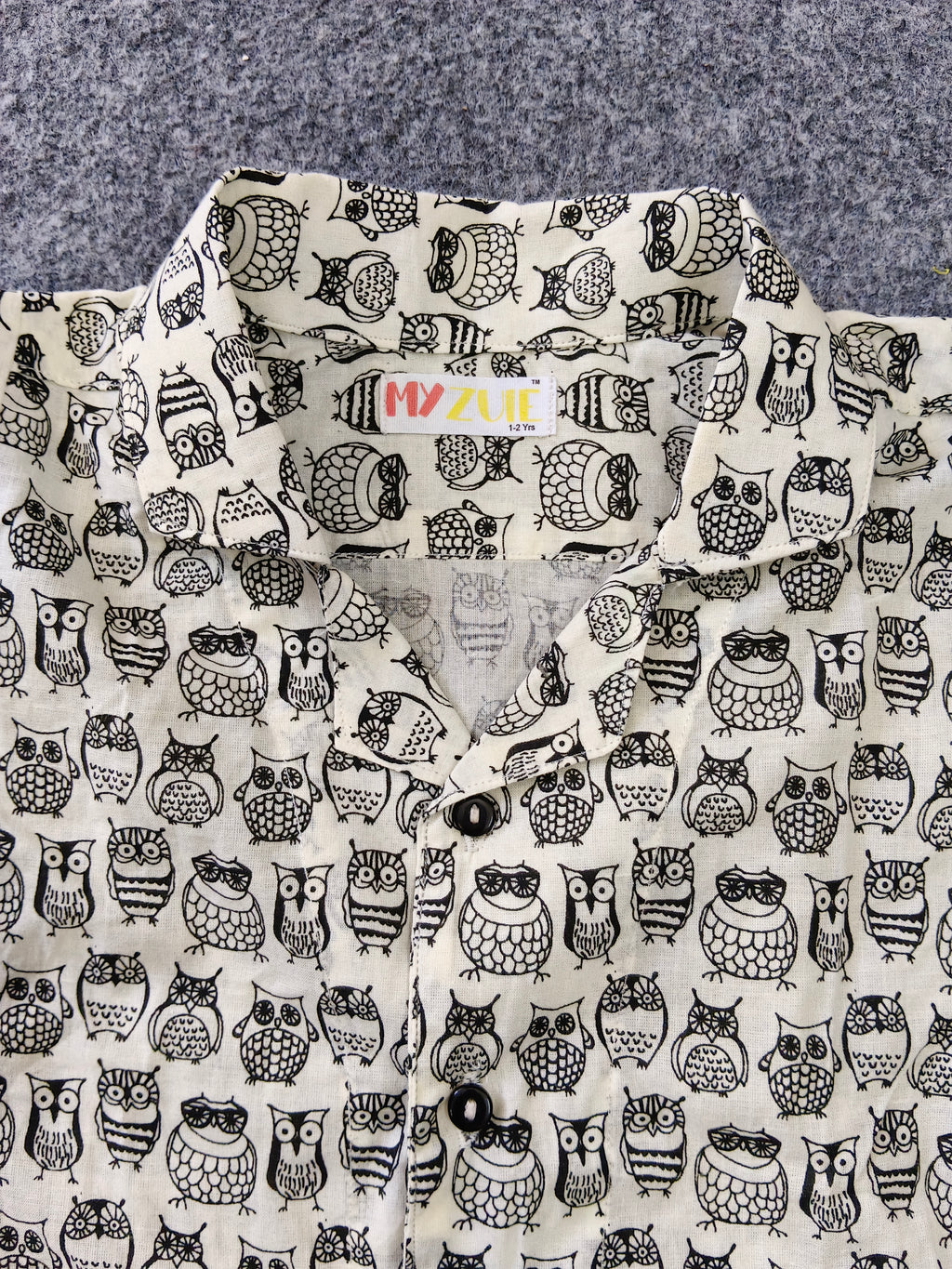 Monochrome Owl Boys Shorts Set