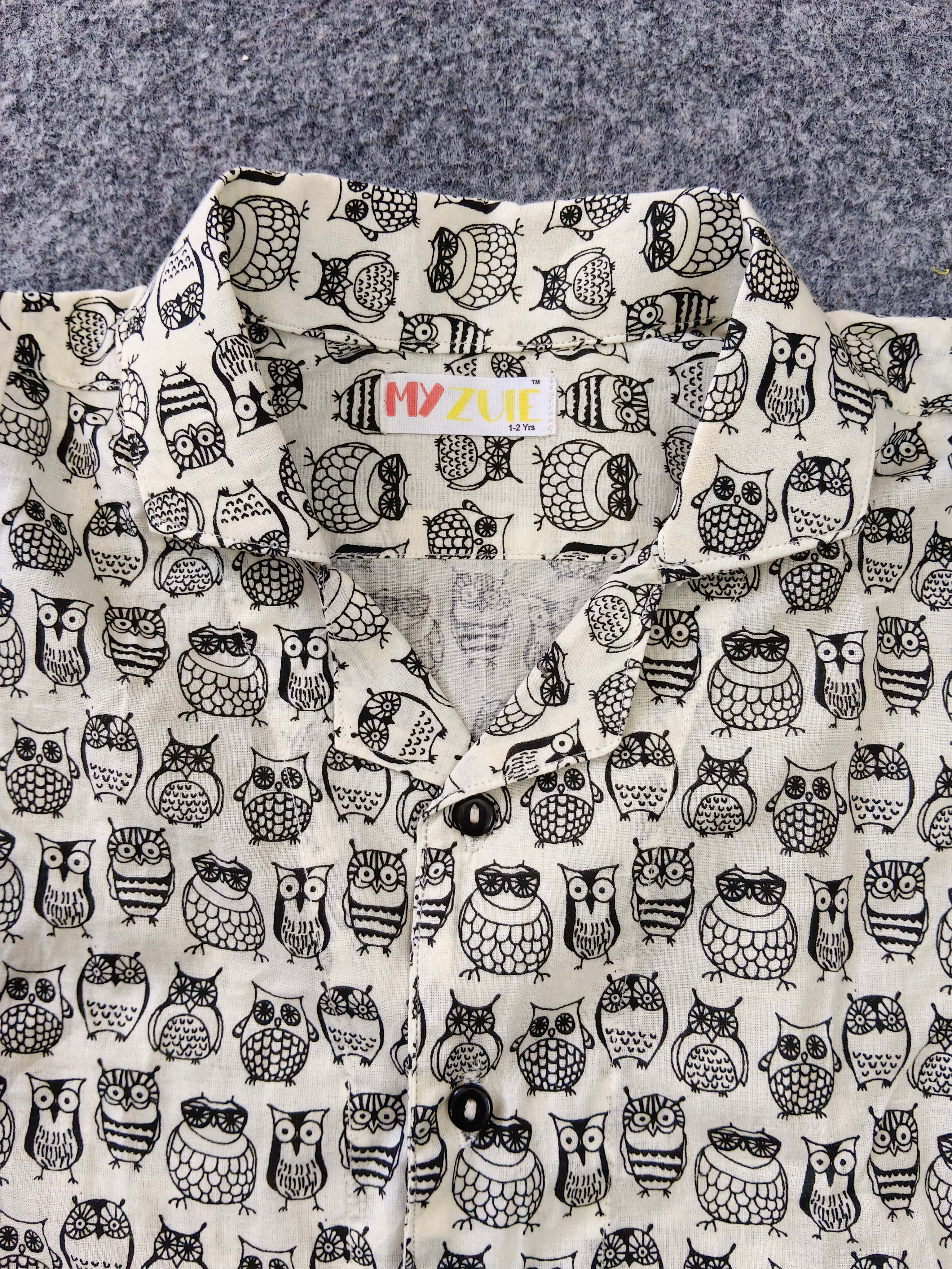 Monochrome Owl Boys Shorts Set