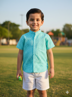 Blue Triangles Kids Shorts Set