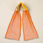 Yellow Floral Dobby Lehenga with Tie up Choli and Dupatta set