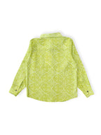 Boys Lime Floral Full Sleeves Spread Collar Shirt