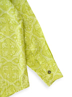 Boys Lime Floral Full Sleeves Spread Collar Shirt