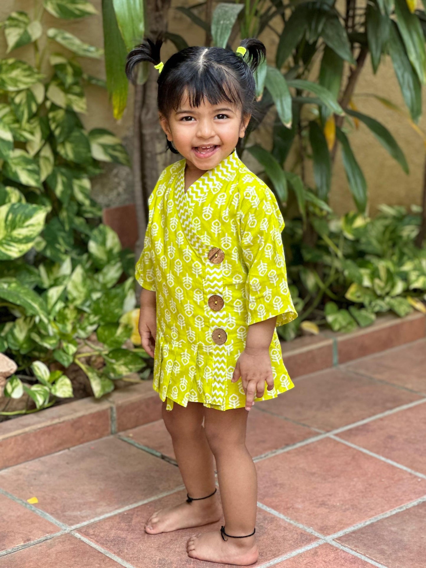 Girls Lime Kimono Dress