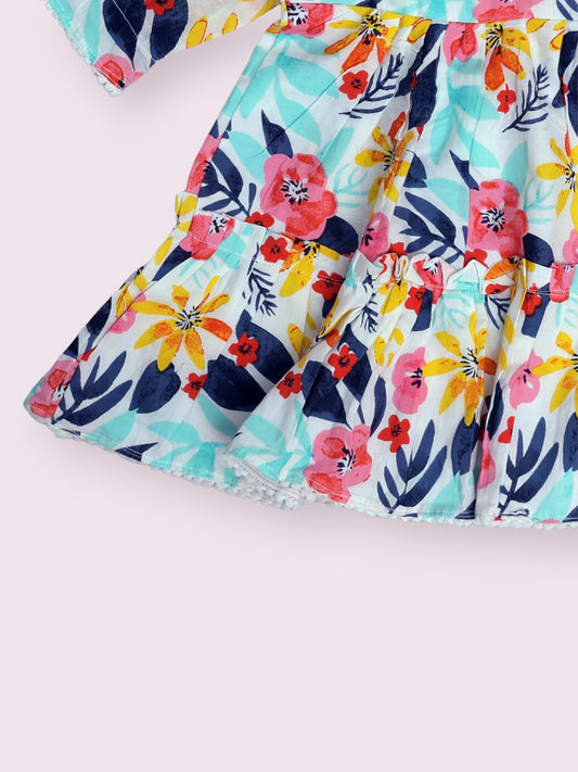 Girls Multi Floral Tiered Dress