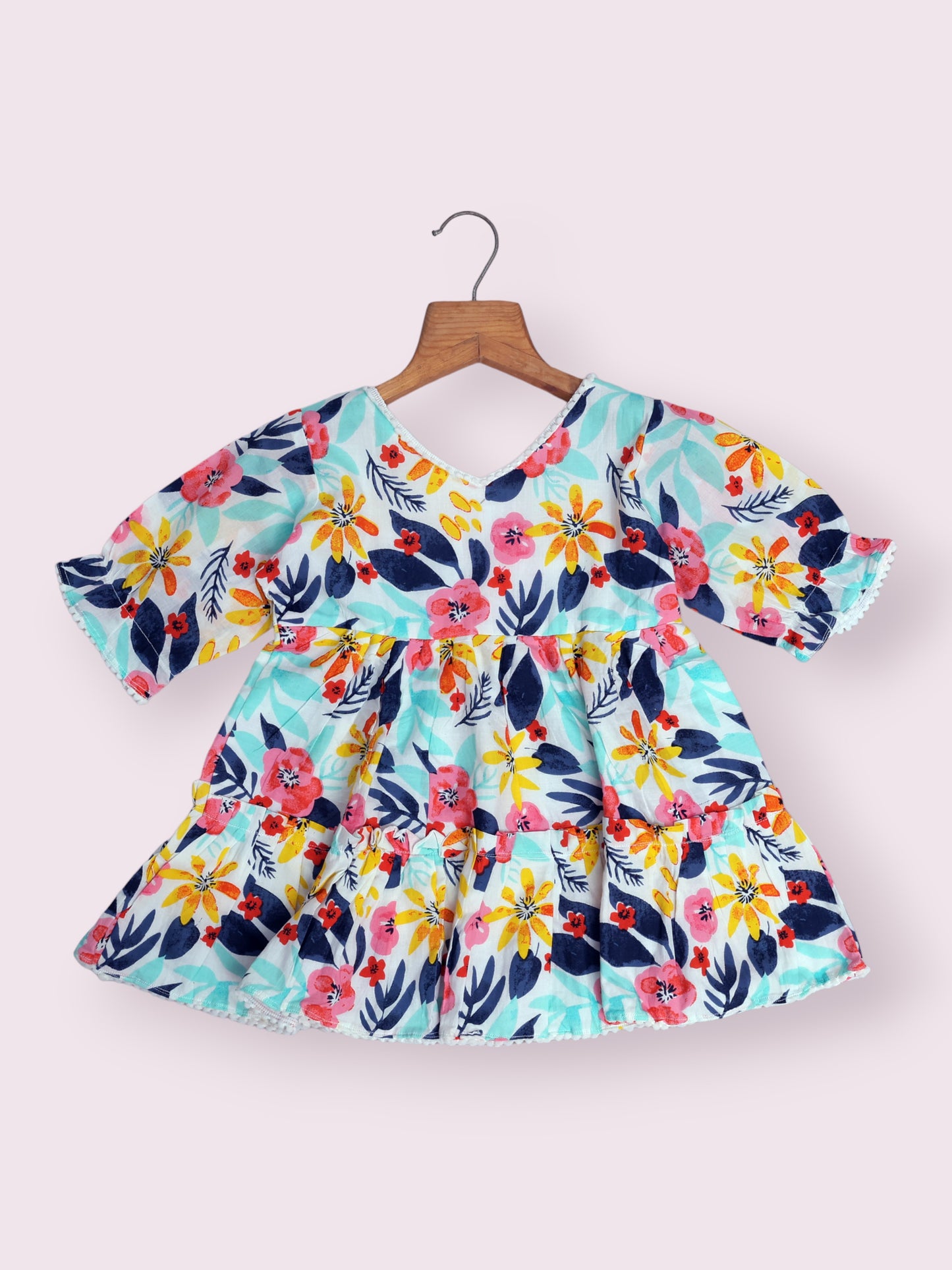 Girls Multi Floral Tiered Dress