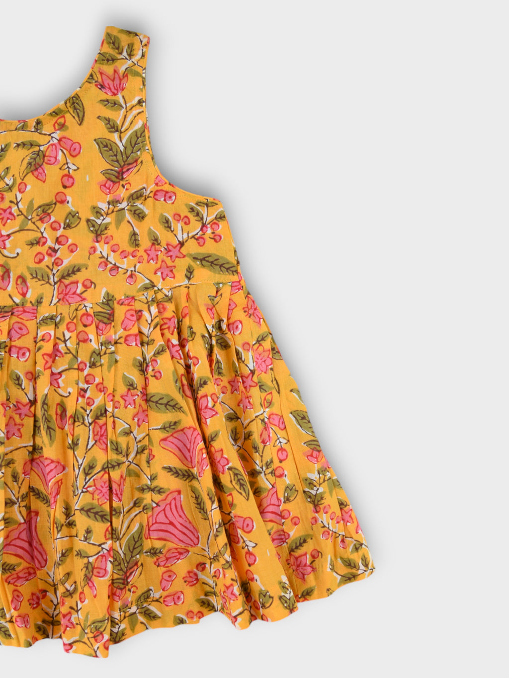 Girls Mustard Floral Gathered Slip Dress