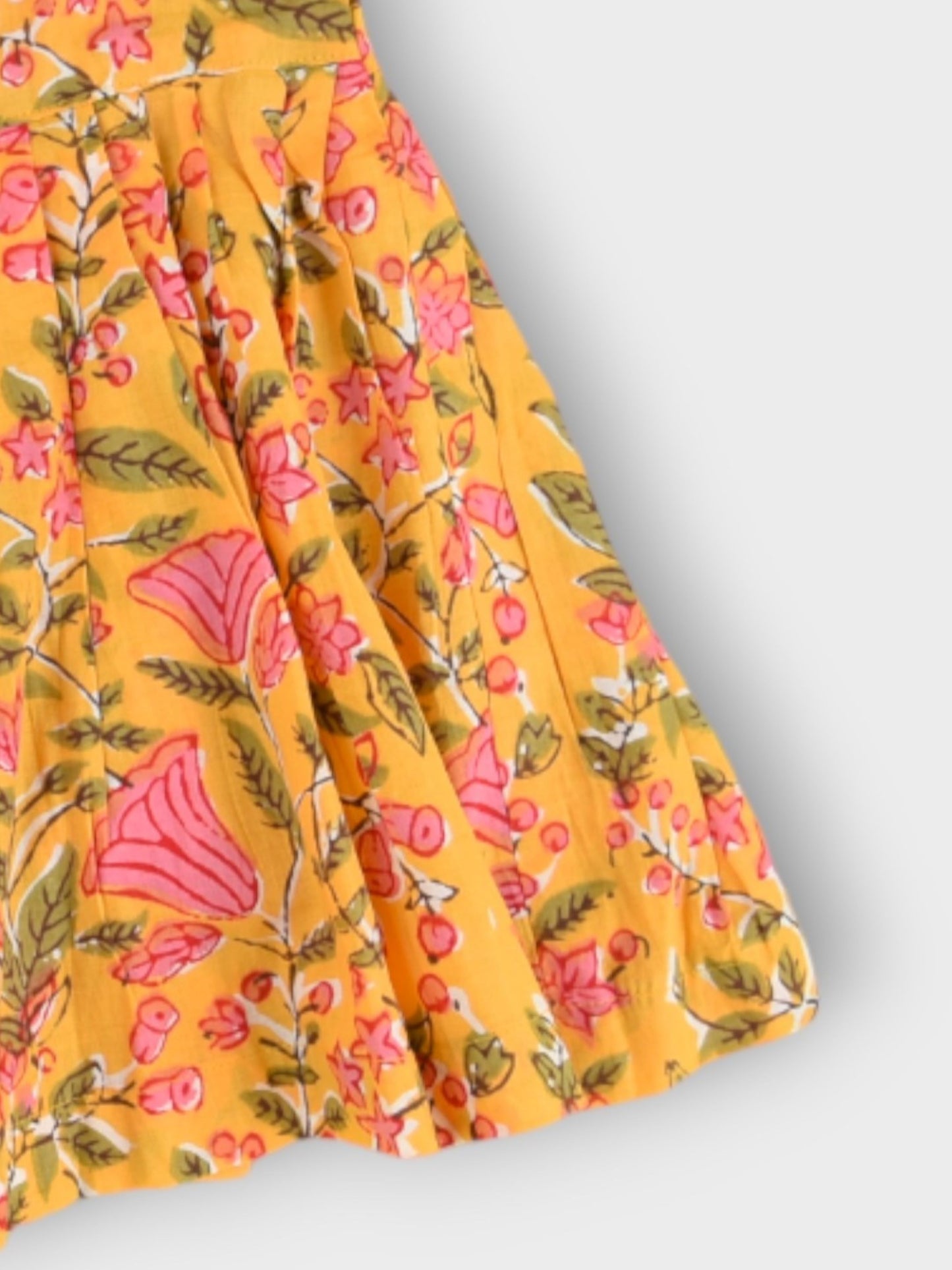 Girls Mustard Floral Gathered Slip Dress