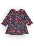 Girls Navy Blue Floral Knife Pleated Dress