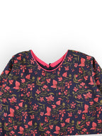 Girls Navy Blue Floral Knife Pleated Dress