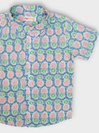 Boys Pineapple Half Sleeves Spread Collar Shirt