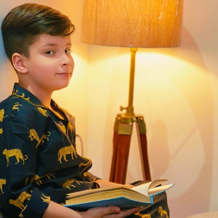 Kids Black Jaguar Unisex Night Suit