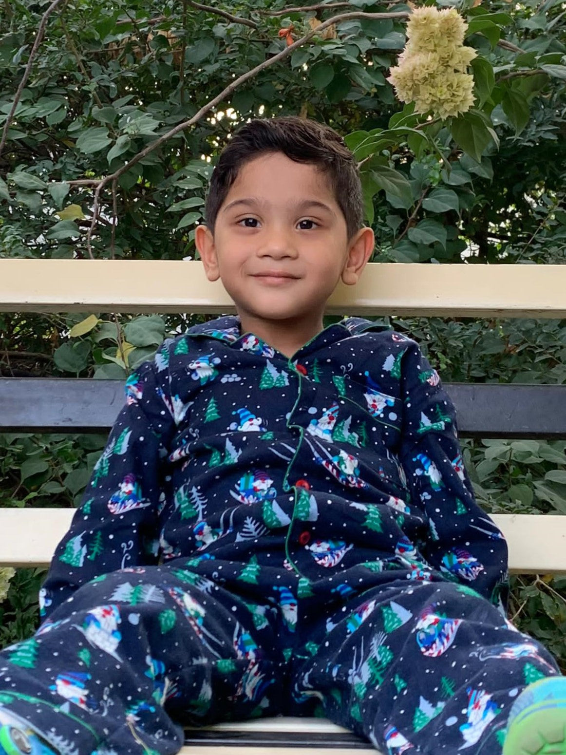 Kids Blue Santa Flannel Nightsuit