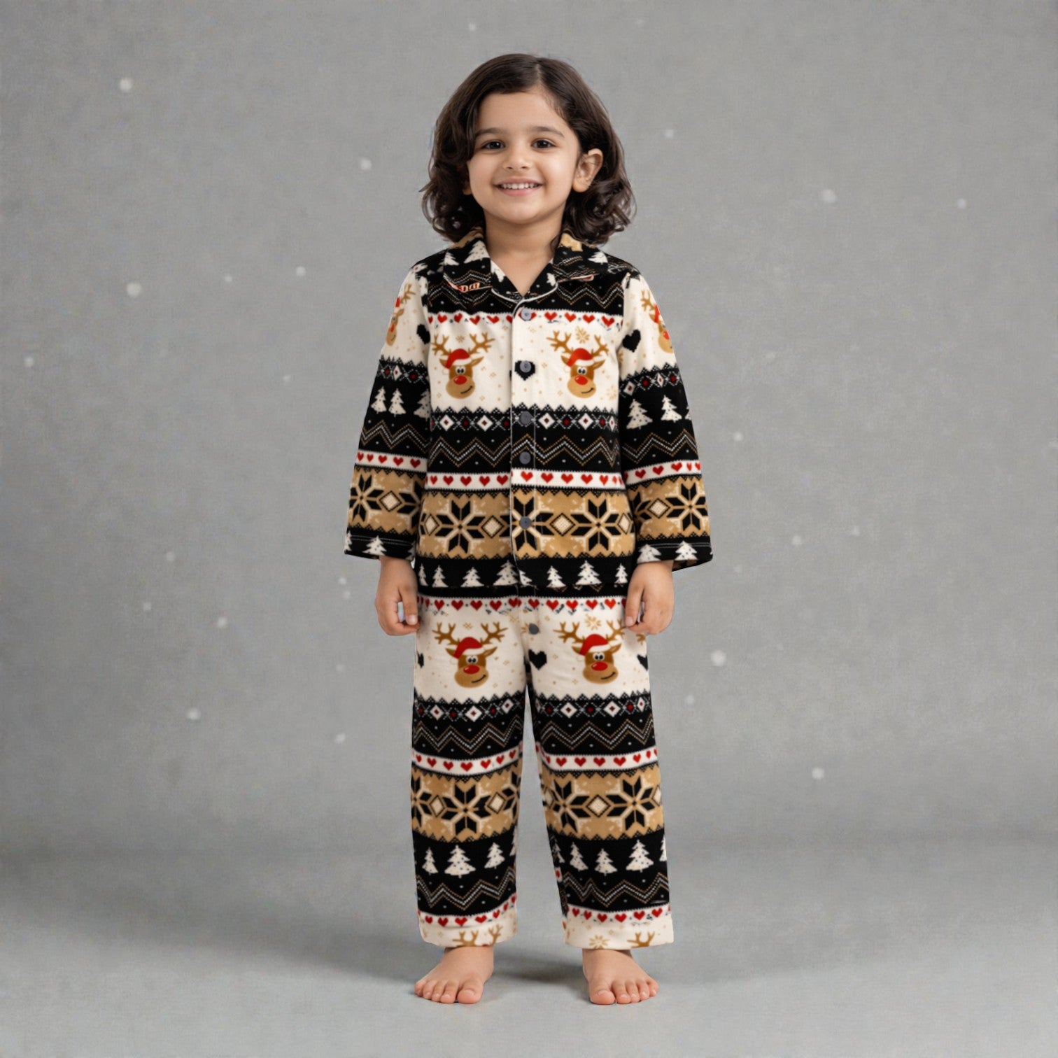 Kids Rudolph Fleece Winter Nightset