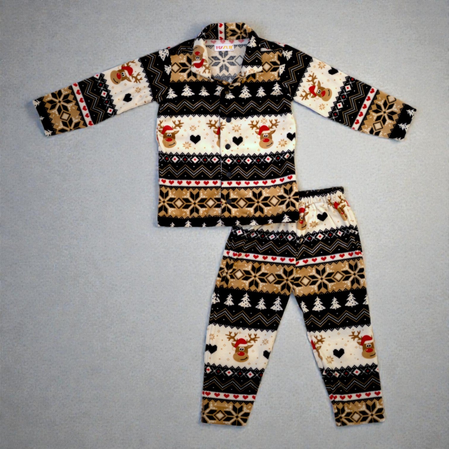 Kids Rudolph Fleece Winter Nightset