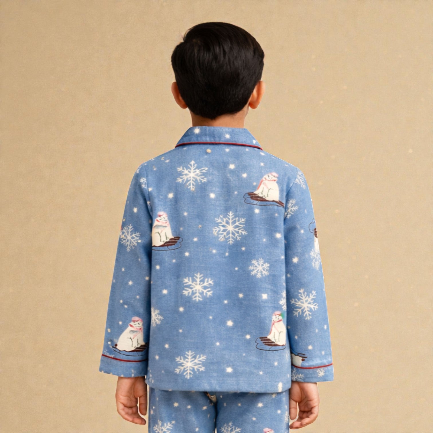 Kids Blue Polar Bear Flannel Night Suit