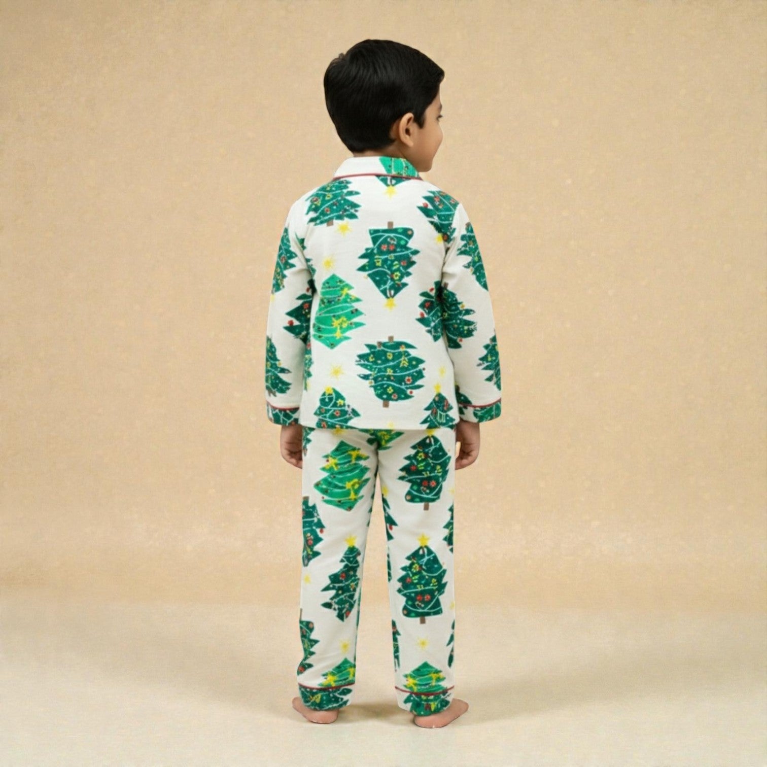 Kids White Christmas Tree Flannel Night set