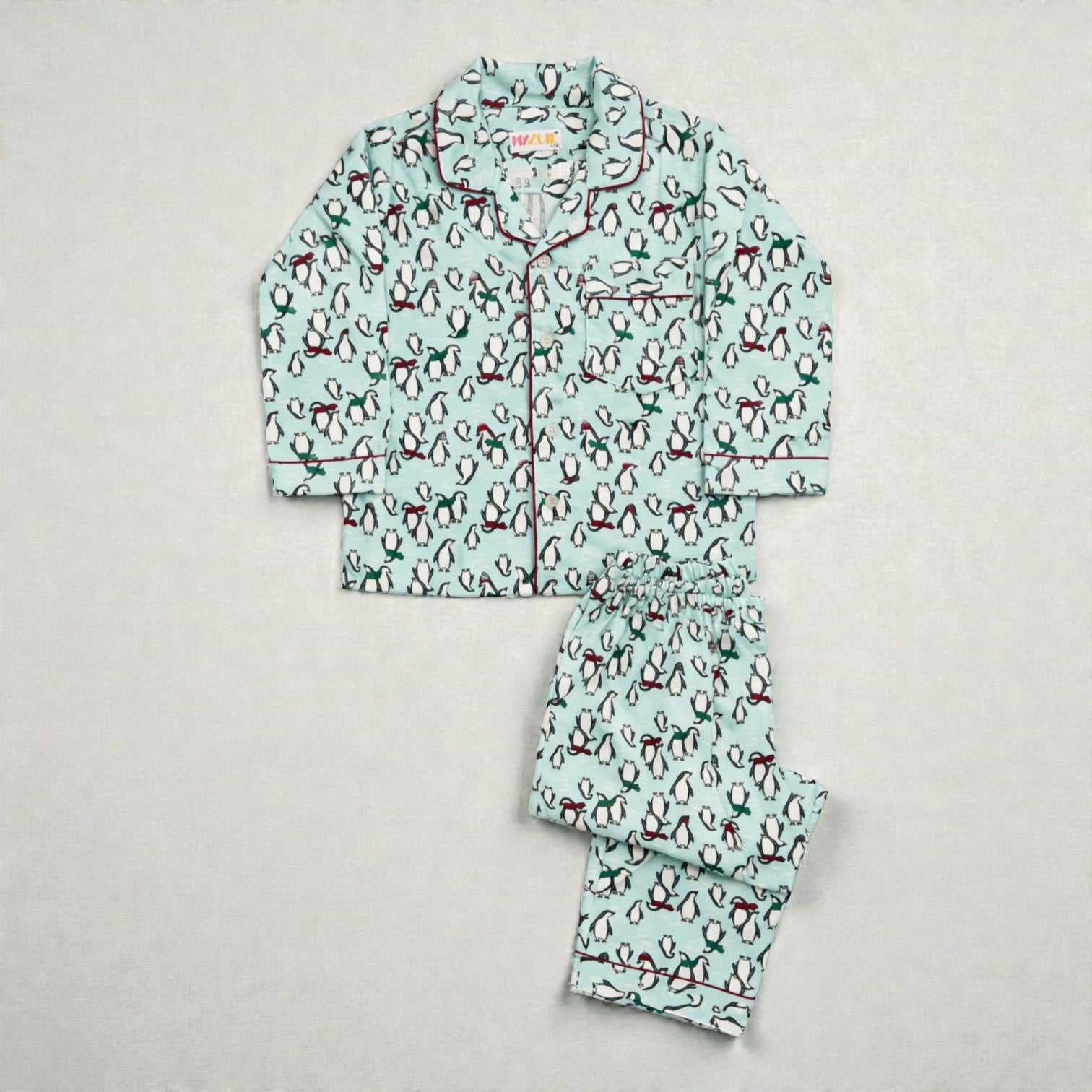 Kids Blue Penguin Flannel Night Suit