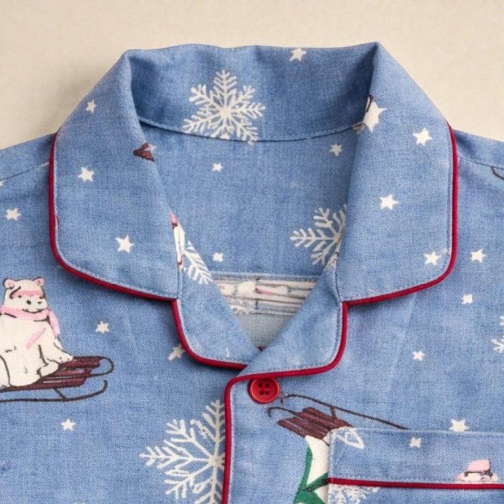 Kids Blue Polar Bear Flannel Night Suit