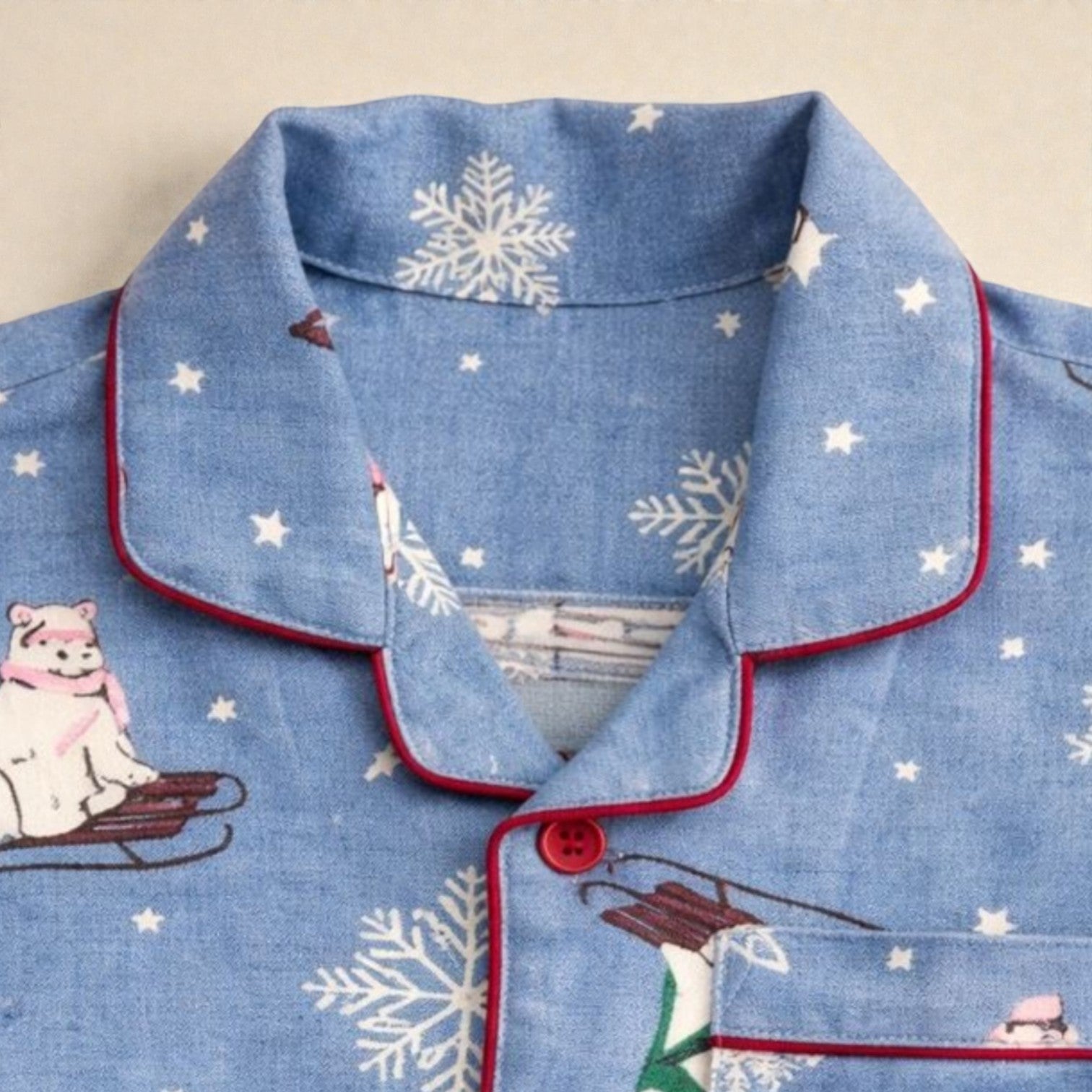 Kids Blue Polar Bear Flannel Night Suit