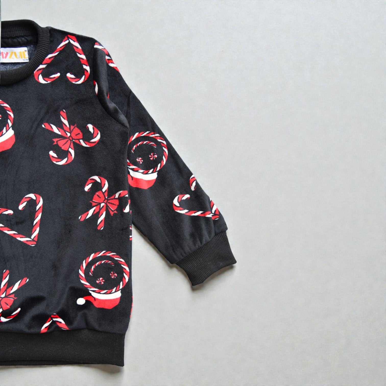 Kids Black Candycane Night Suit