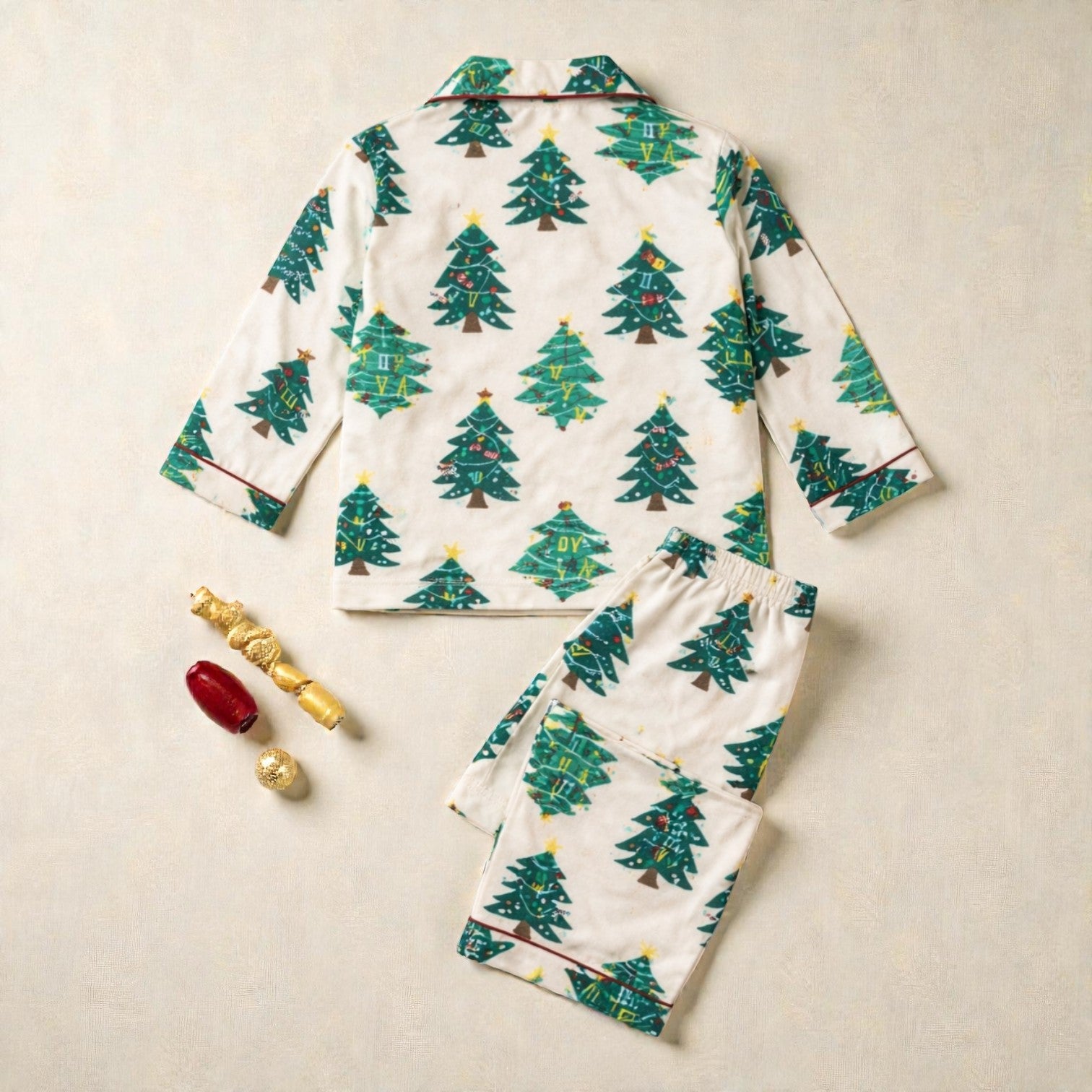 Kids White Christmas Tree Flannel Night set