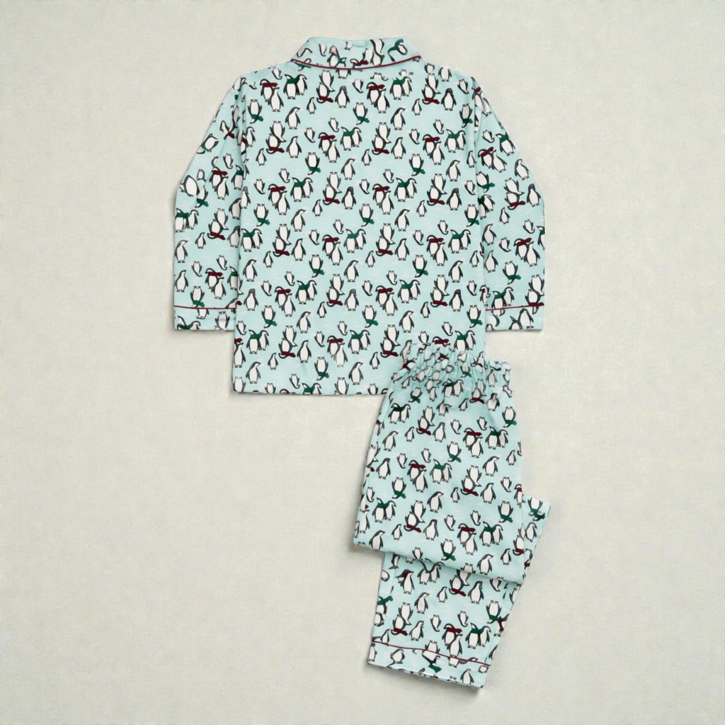 Kids Blue Penguin Flannel Night Suit