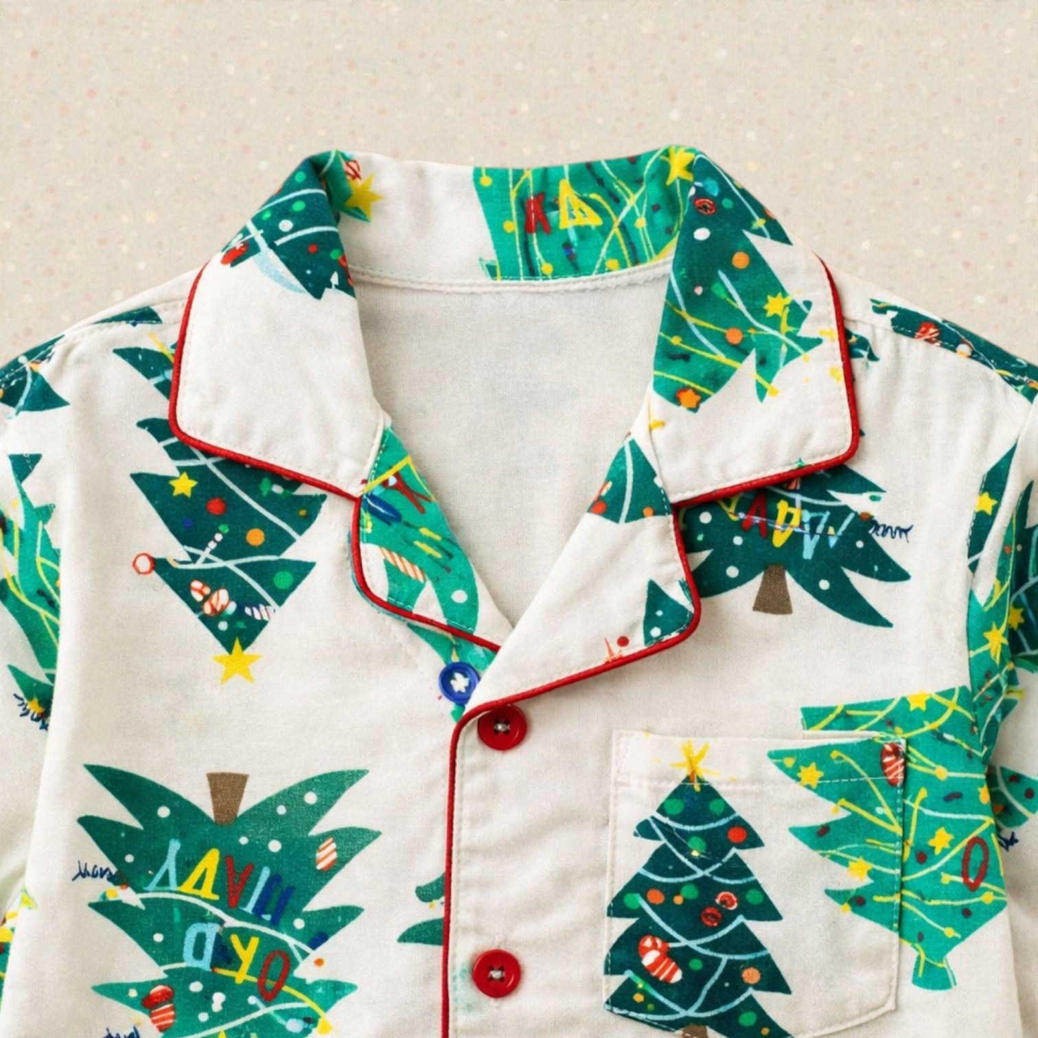 Kids White Christmas Tree Flannel Night set