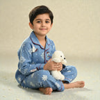 Kids Blue Polar Bear Flannel Night Suit