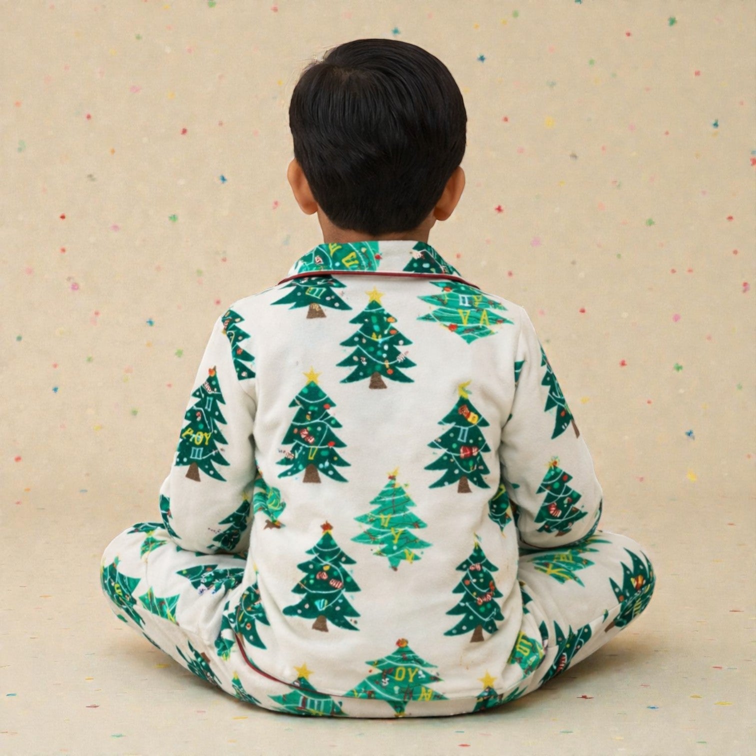Kids White Christmas Tree Flannel Night set