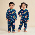 Kids Navy Blue Flannel Night suit