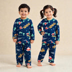 Kids Navy Blue Flannel Night suit