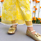 Lemon Yellow  Motif Angrakha Culottes