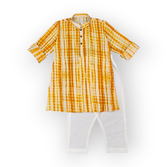 Boys Mustard Shibori Kurta Set