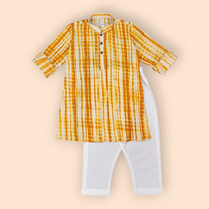 Boys Mustard Shibori Kurta Set