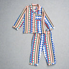 Kids Multicolour Abstract Flannel Night Suit