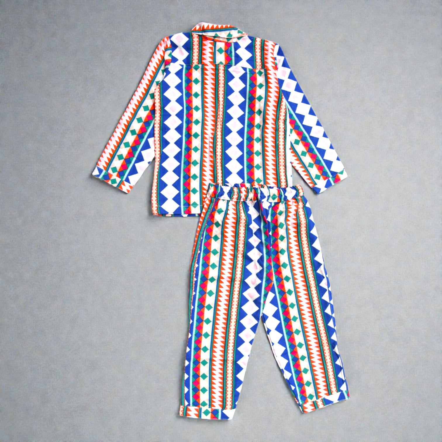 Kids Multicolour Abstract Flannel Night Suit