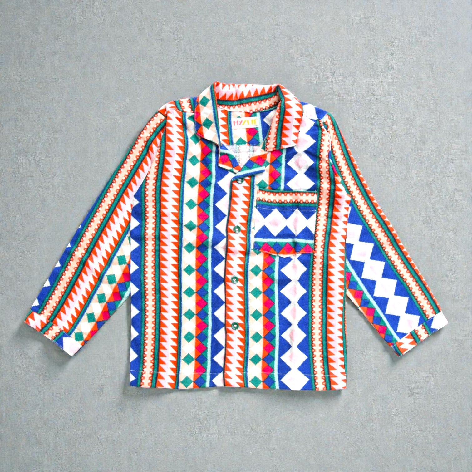 Kids Multicolour Abstract Flannel Night Suit