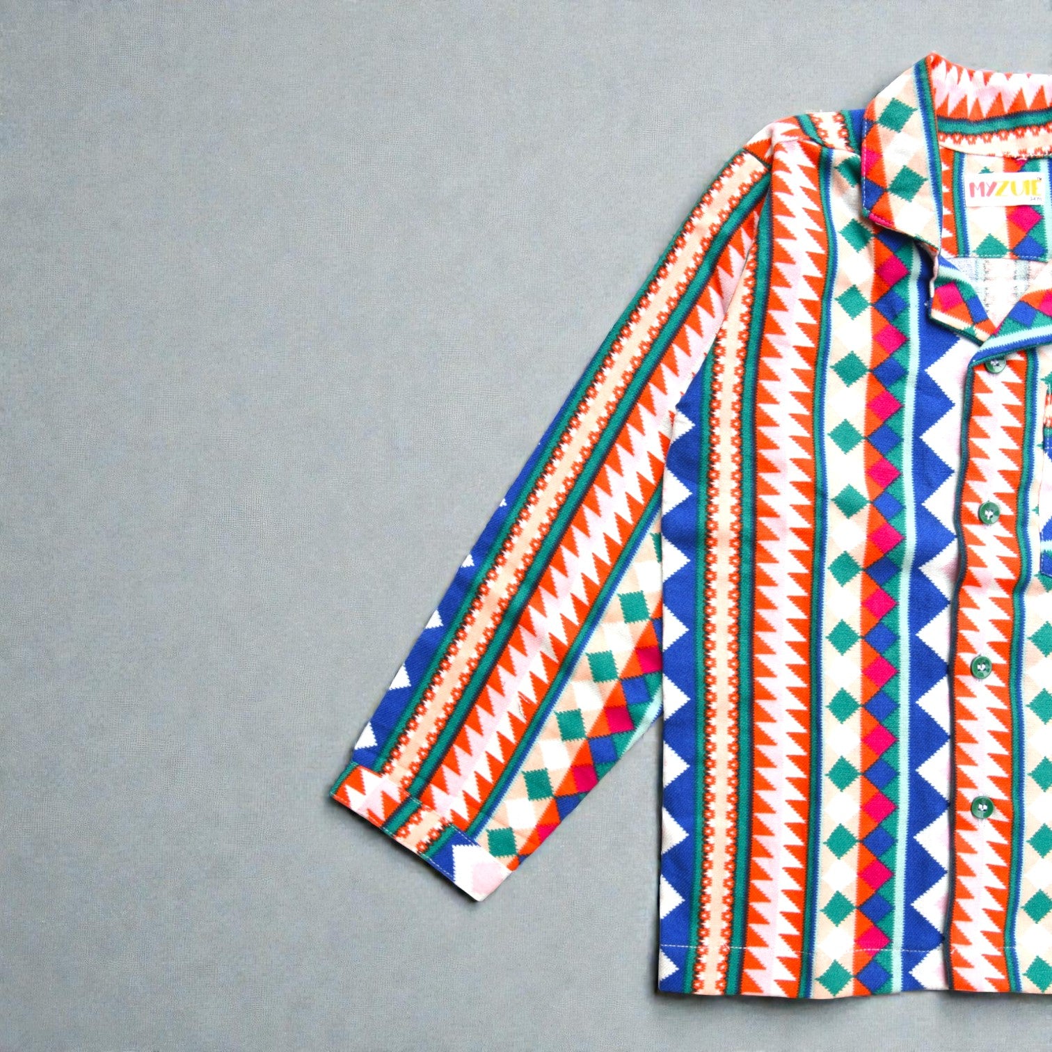 Kids Multicolour Abstract Flannel Night Suit