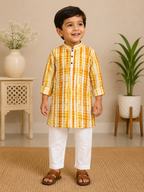 Boys Mustard Shibori Kurta Set