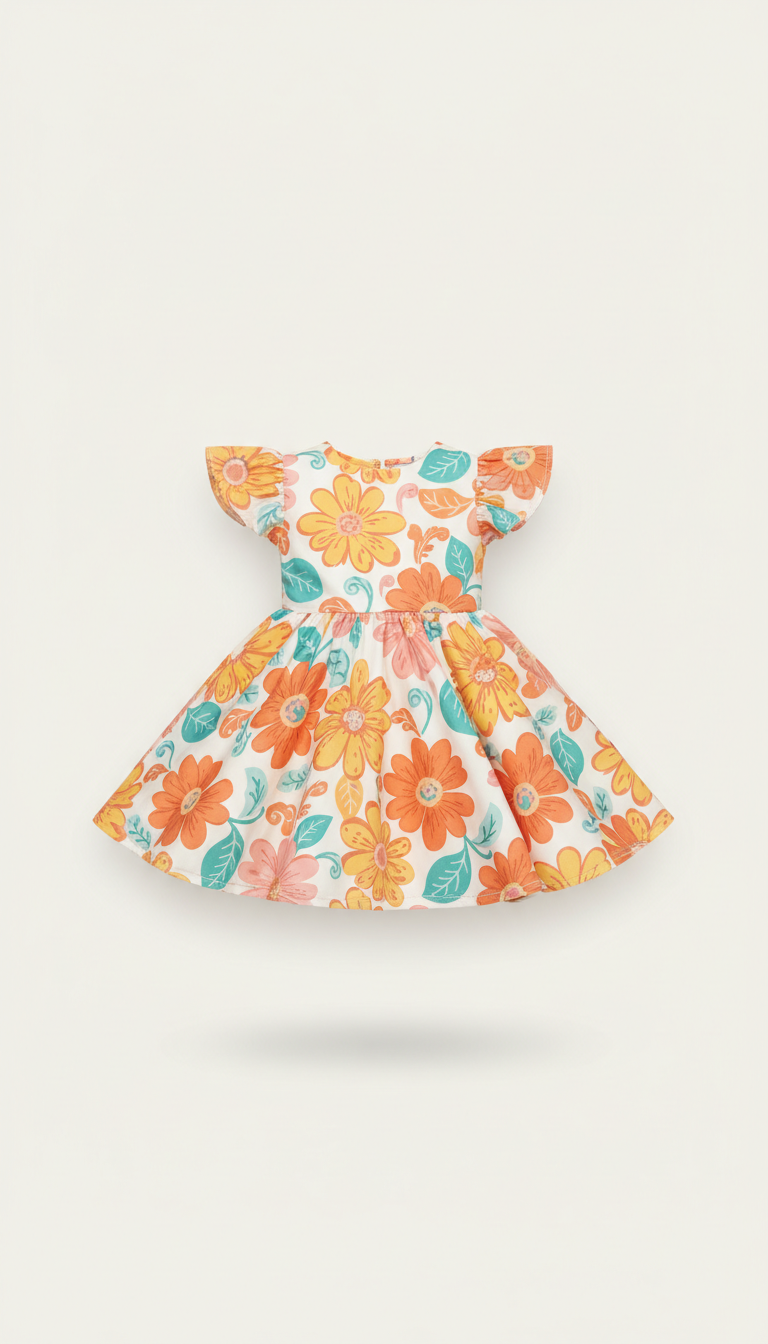 Apricot dream twirl dress with floral print
