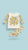 Lemon zest storybook tee and leggings with doodle illustrations