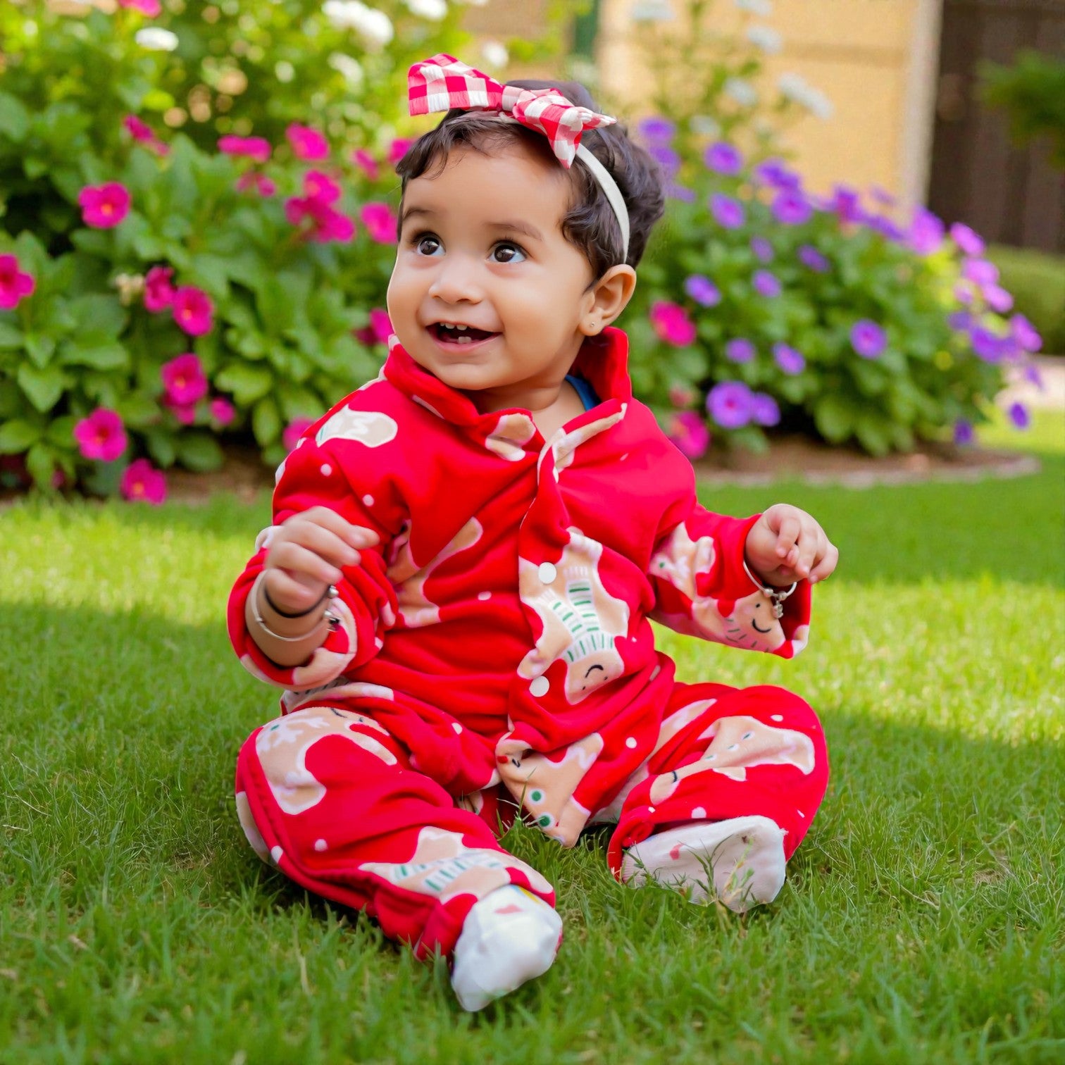 Kids Red Ginger Bread Winter Nightsuit