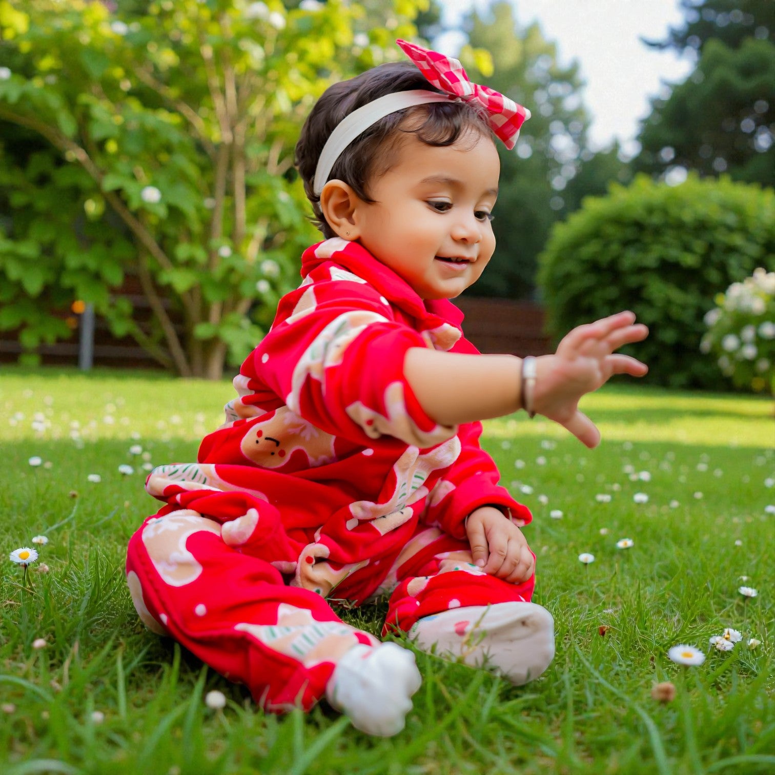 Kids Red Ginger Bread Winter Nightsuit