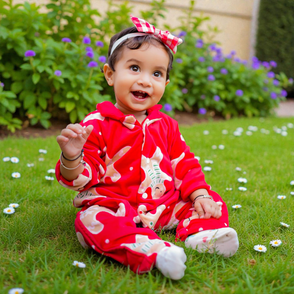 Kids Red Ginger Bread Winter Nightsuit